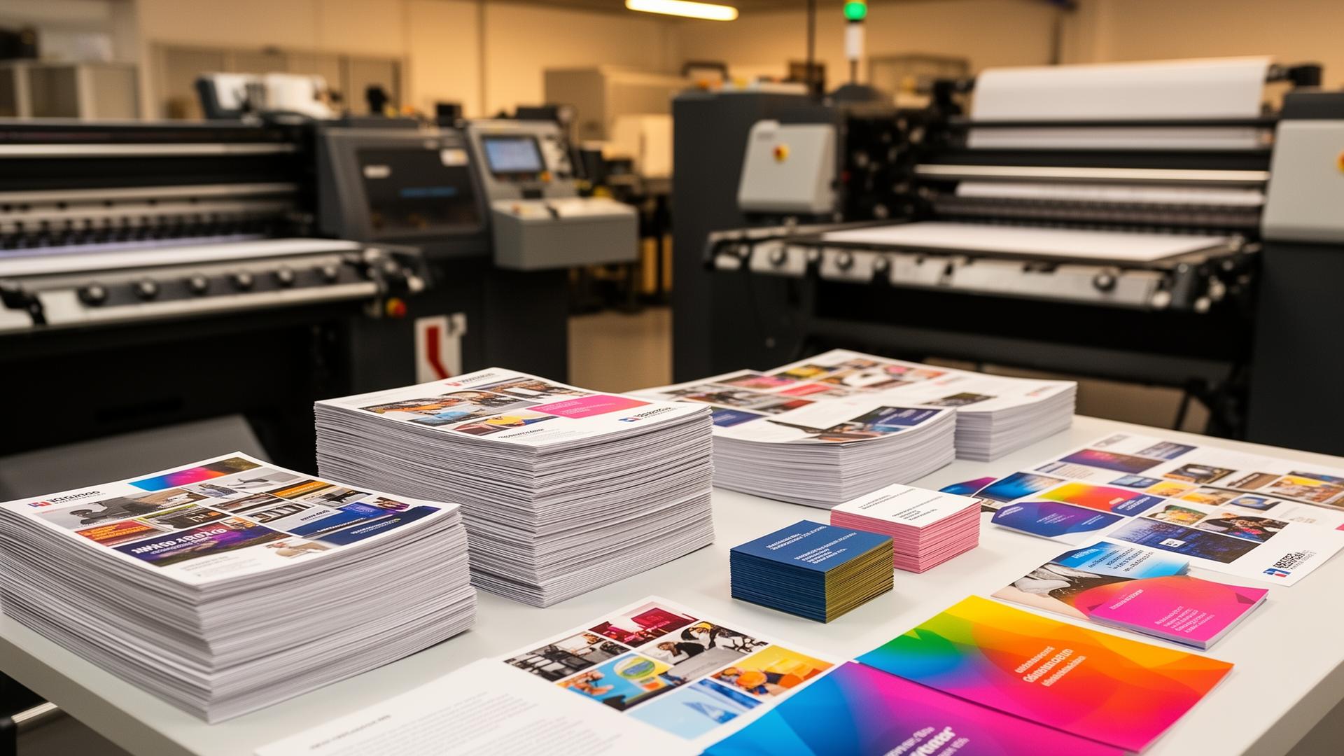 Commercial printing press producing full-colour business print at Network Print in Knaresborough